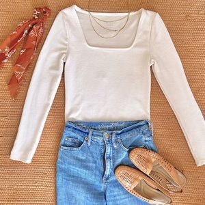 Square Neck Long Sleeve Bodysuit